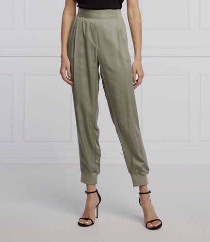 DKNY Women's Green Ribbed Ankle Cuff Easy Pull-on Sportswear Pant Size ...