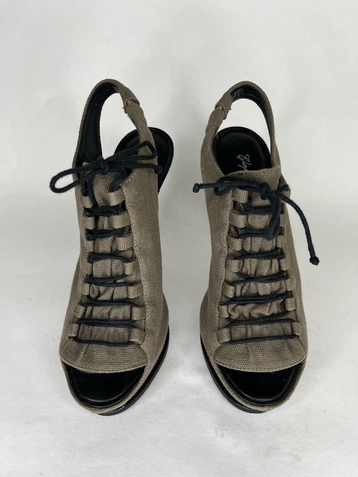 Elizabeth and James Margo Plataforma con Cordones Bomba Peep Punta Abierta Tacón Verde 6B Foto 3 de 4