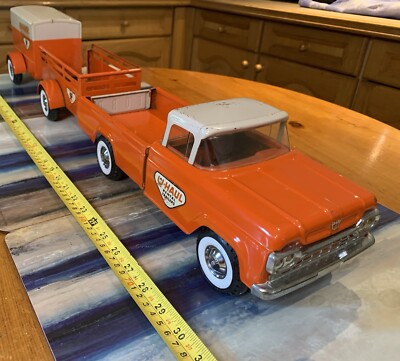 Vintage 1960er Nylint Ford F100 LKW & 2 Anhänger U-Haul Vermietung Flotte Spielzeug Set 