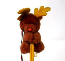 Vintage Christmas Plush Stuffed Reindeer Pencil Topper Hugger Dakin
