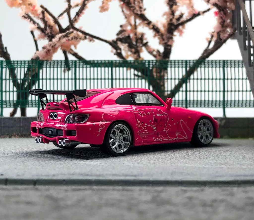SW 1:64 JDM Pink S2000 FNF Hard Top Racing Sports Model Diecast