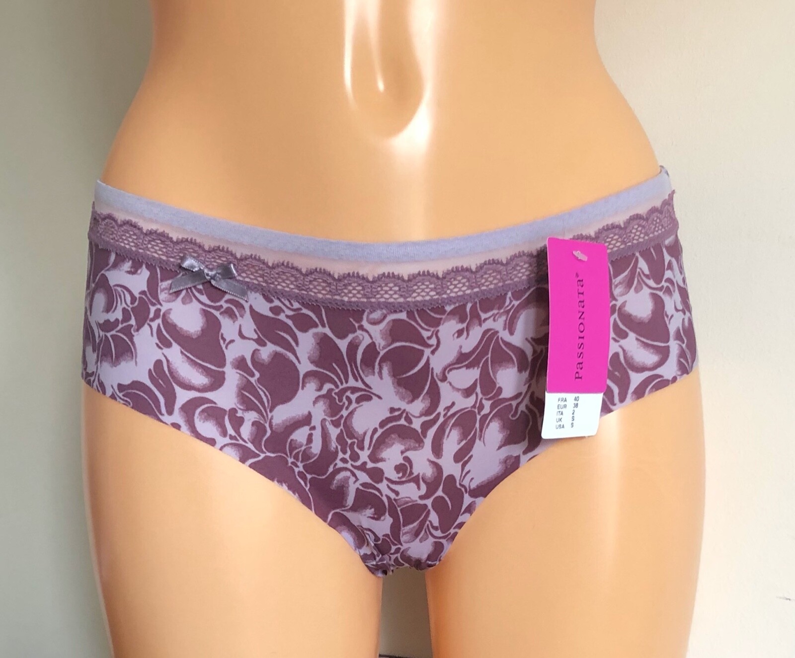 Chantelle Passionata Charm Short Brief Size XS 8 Purple No VPL Hipster 4604 New