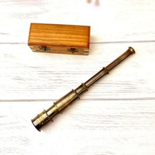 Telescopio con scatola in legno Scope ottone massiccio migliore qualità articolo regalo stile pirata