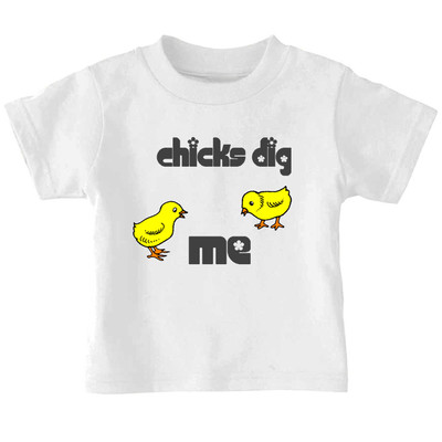 Two Yellow Chicks Dig Me Cotton Toddler Baby Kid T-shirt Tee 6mo Thru 7t
