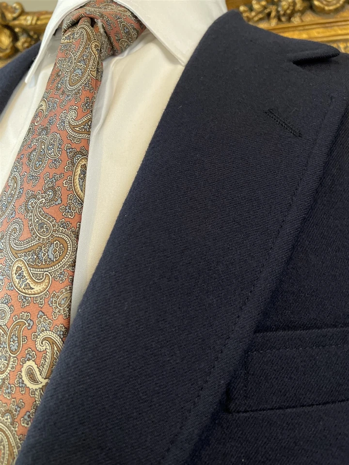 Chaqueta Blazer De Colección English Manor 44R Lana Azul Marino Sarga Pesada Botón Dorado 2Btn Foto 3 de 4