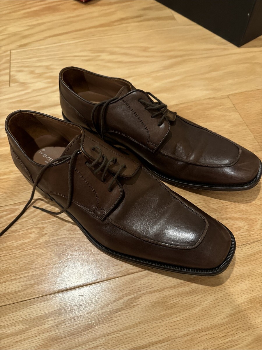 Mike Konos Mens Brown Leather Lace Up Oxford Dress Shoes  display picture 2