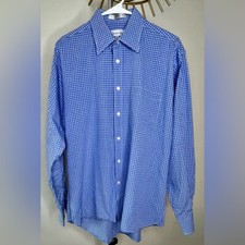 Men s Christian Dior Long sleeve blue white check button down shirt 15 1/2 34-35