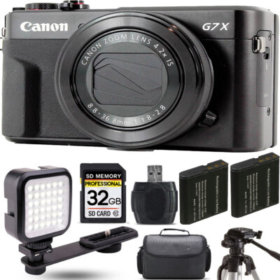 Canon PowerShot G7 X Mark II Camera+ Extra Battery + LED - 32GB 