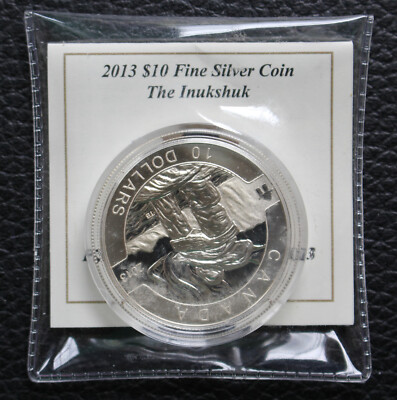 2013 CANADA $10 PURE SILVER PROOF 1/2 Oz. Coin - ''O CANADA SERIES'' THE INUKSHUK