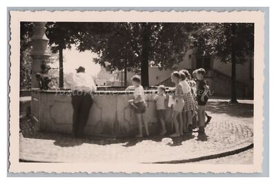 Zurich Switzerland 1962 - Children Monkey Fountain Lindenhof - Old Photo 1960s