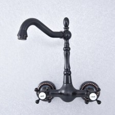 Wall Mount Black Oil Rubbed Brass Bathroom Sink Faucet Kitchen Mixer Tap fsf723