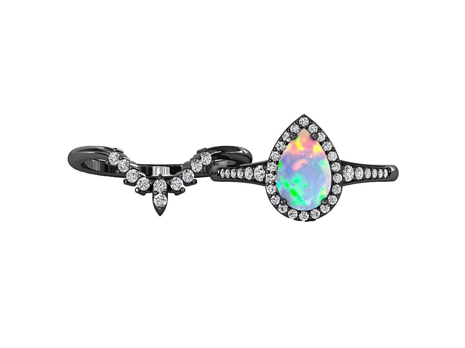 Кольцо модные кольца черное опал 7