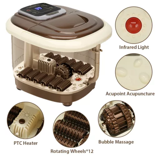 Electric Foot Massager 10L Bubble Foot Bath Spa Foot Tub Roller Heat Soak Bath - Picture 12 of 14