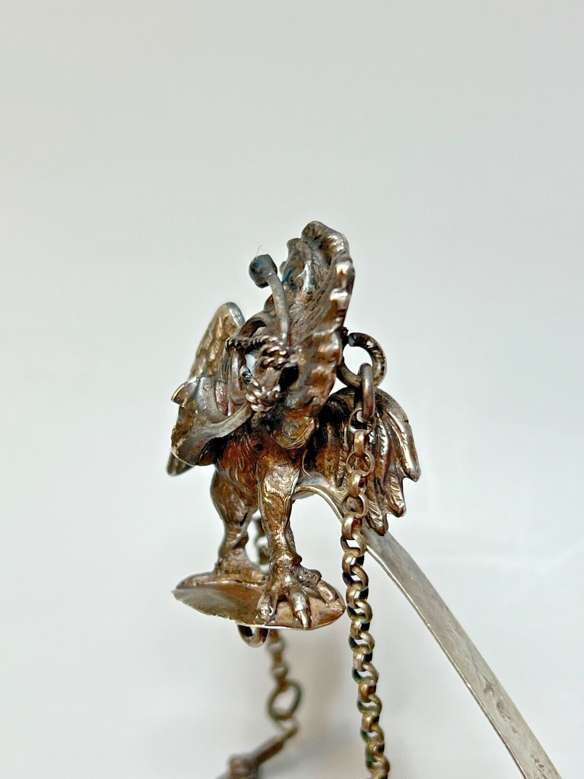 Napoleon Wars French Silver Pocket Watch Chatelain Hook Figure Rooster With Horn
