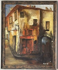 A DURAN VINTAGE MODERN LANDSCAPE OIL PAINTING OLD ABSTRACT SPANISH SPAIN 1974