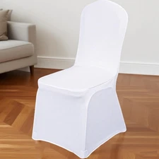 60 Pcs White Chair Covers Spandex Stretch Chair Covers for Party Polyester Di...