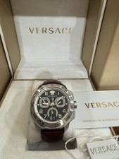 Versace Dylos Chronograph VQC010015 Date Leather Band Men's Watch