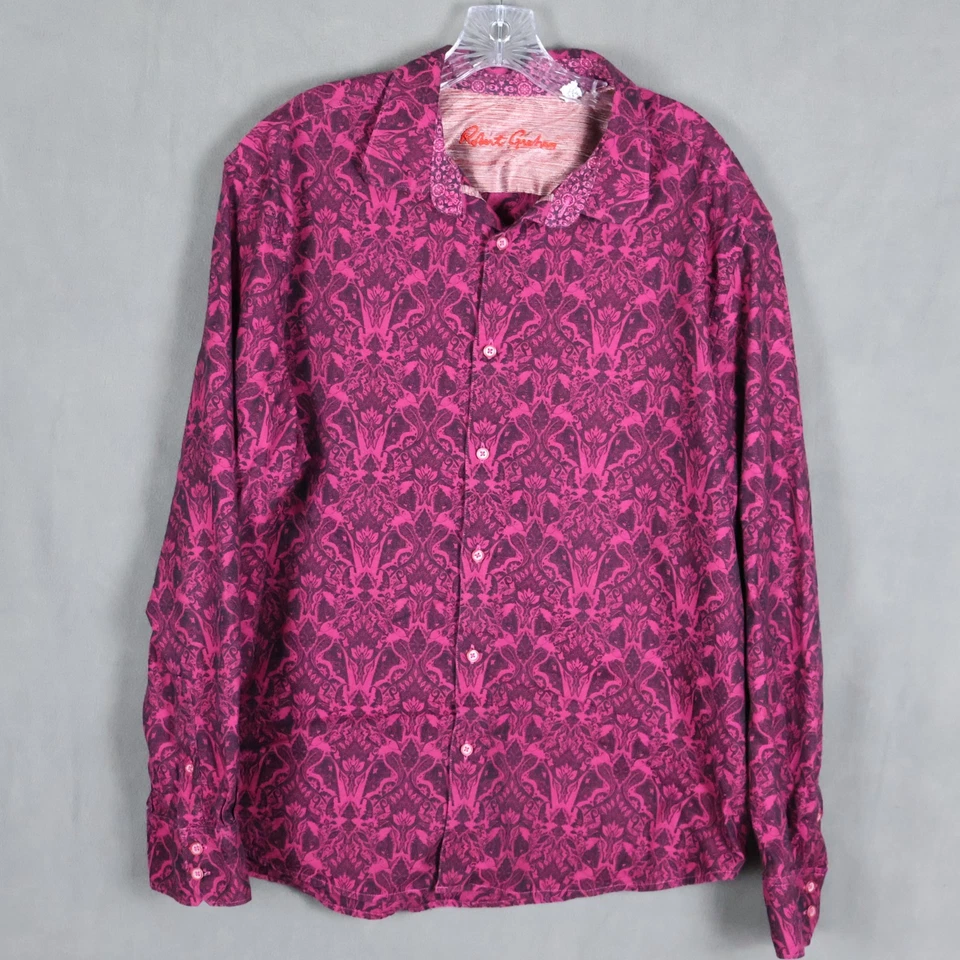 Camisa Robert Graham Para Hombres 3XL Púrpura Floral Cachemira Abstracto Calce Clásico Foto 2 de 4