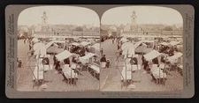 Photo:Looking white-roofed booths new market old church J�nk�ping, Sweden