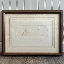 Juan Quevedo Original Etching Art Print FRAMED/SIGNED Vintage VTG #6/100 Lovers