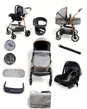 Parents & Peanuts 3 in 1 Baby Travel System Pram Pushchair with Infant Car Seat