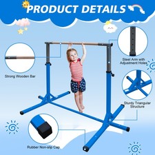  New Gymnastics Bar For Kids,Adjustable Height Gym Bar,Junior Training Kip Bar F
