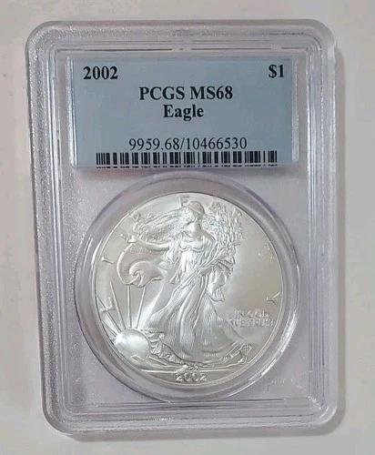 2002 American Silver Eagle $1 PCGS MS68 1 Troy Oz .999