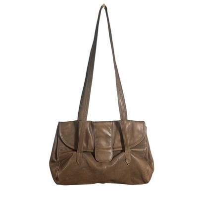 Handmade Leather Crossbody Shoulder Bag Brown Slouchy Satchel   Some Fading