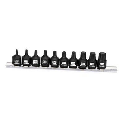 10 Pieces 3/8'' Drive Impact Torx Bit Sockets,T25-T70,Cr-Mo Impact Grade,Solid