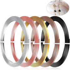 Hotop 5 Rolls Flat Aluminum Wire Bendable Anodized Craft Wire for Jewelry Making