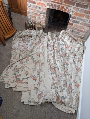 Vintage große gefütterte Vorhänge x 4 Blumen Rosen Landhaus 66'' x 108'' Blume