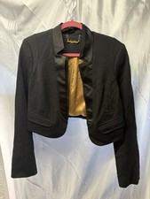 Baby Phat Women's Black Cropped Blazer Jacket Satin Lined Size L O0