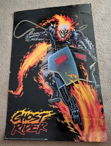 GHOST RIDER Poster 22" x 34" 1993 MARVEL Blevins Art Comic Book Vintage Used