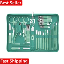 Luxury 31-Piece Manicure Set in Light Green - Ultimate Care Kit for Men & Women