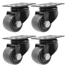 FactorDuty 1.5 inch Heavy Duty Polyurethane Caster Wheels No Brake, Black 