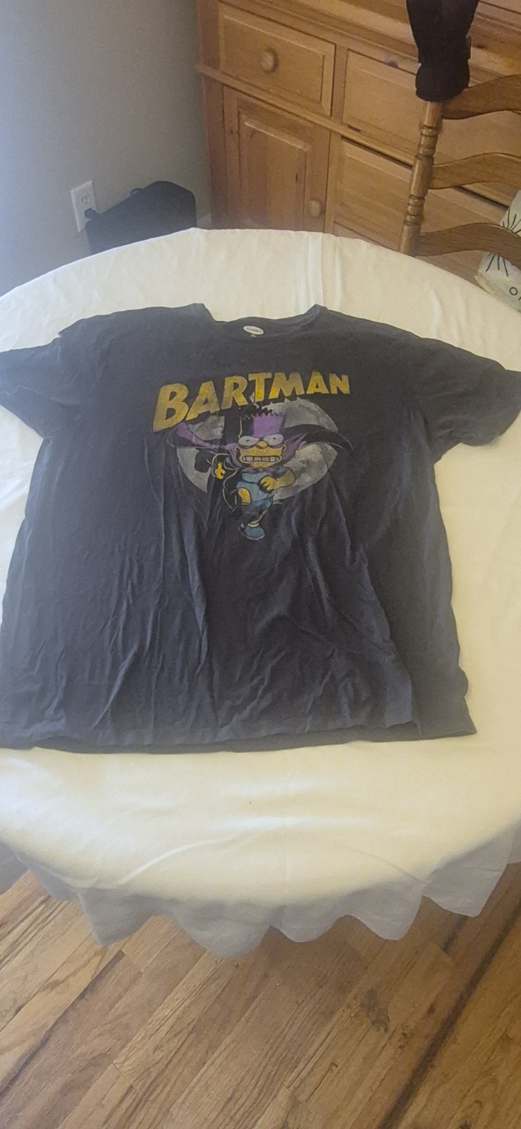 BARTMAN Bart Simpson Comic Logo Short Sleeve Gray… - image 1