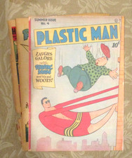 PLASTIC MAN 4 - 1946 QUALITY PUB., JACK COLE COVER  ART, FRONT COVER COPY