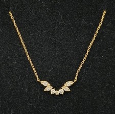 18K Gold Necklace With 15 Diamonds 0.10 Q.