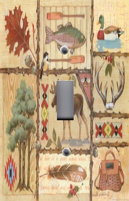 Light Switch Plate Switchplate & Outlet Covers WILDLIFE MOOSE FISHING LODGE