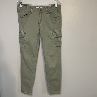 Cabi Womens Low Rise Skinny Cargo Jeans Light Green Sz