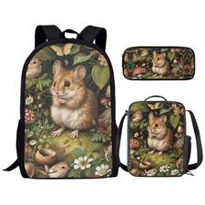 Cute Daisy Mushroom Bird Hamster Backpack for Girls Boys 17 Inch Bookbag with...