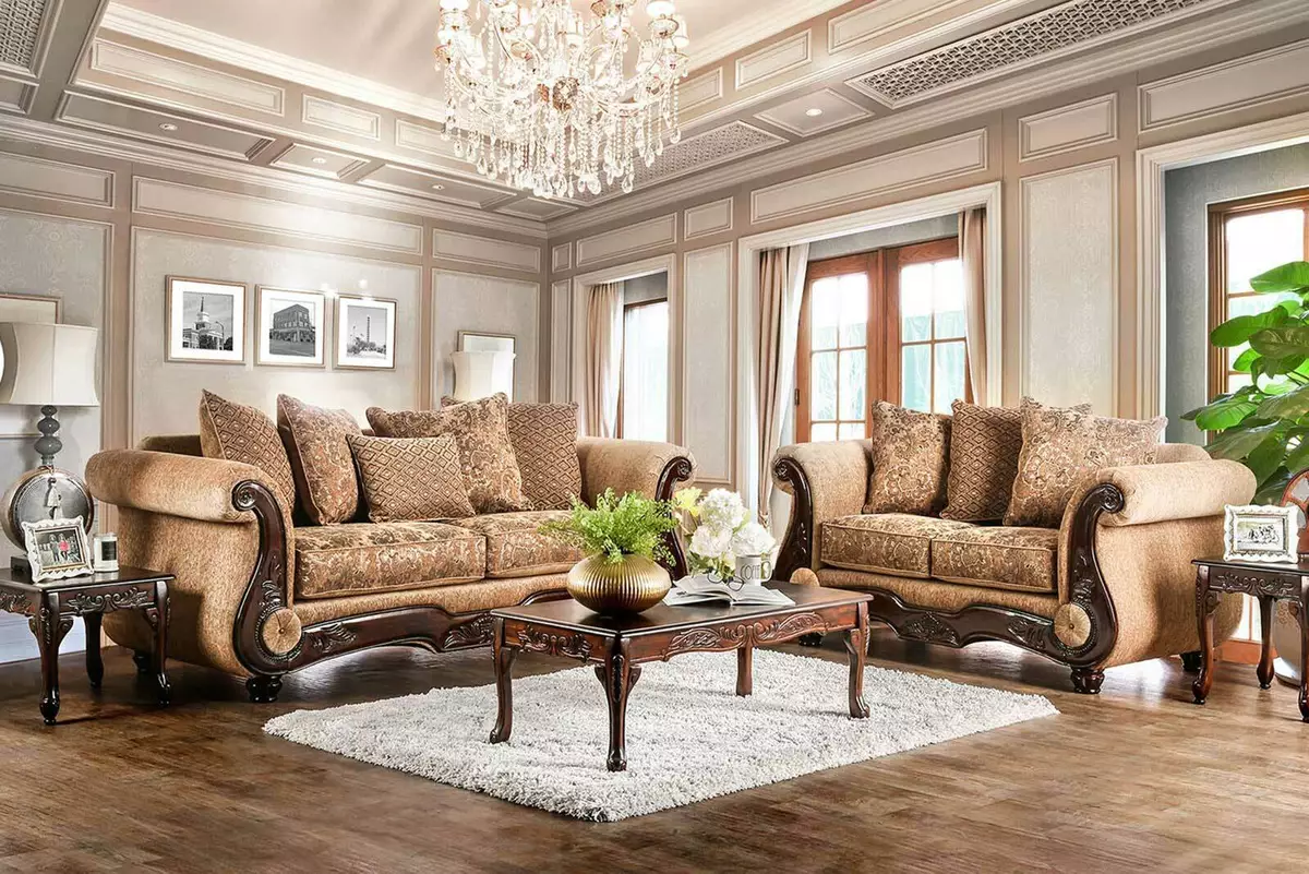 Traditional Sofa With Wood Trim | Baci Living Room