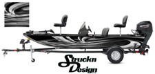 Grayscale Grunge Swirls Hexagon Pattern Bass Boat Decal Wrap USA Vinyl