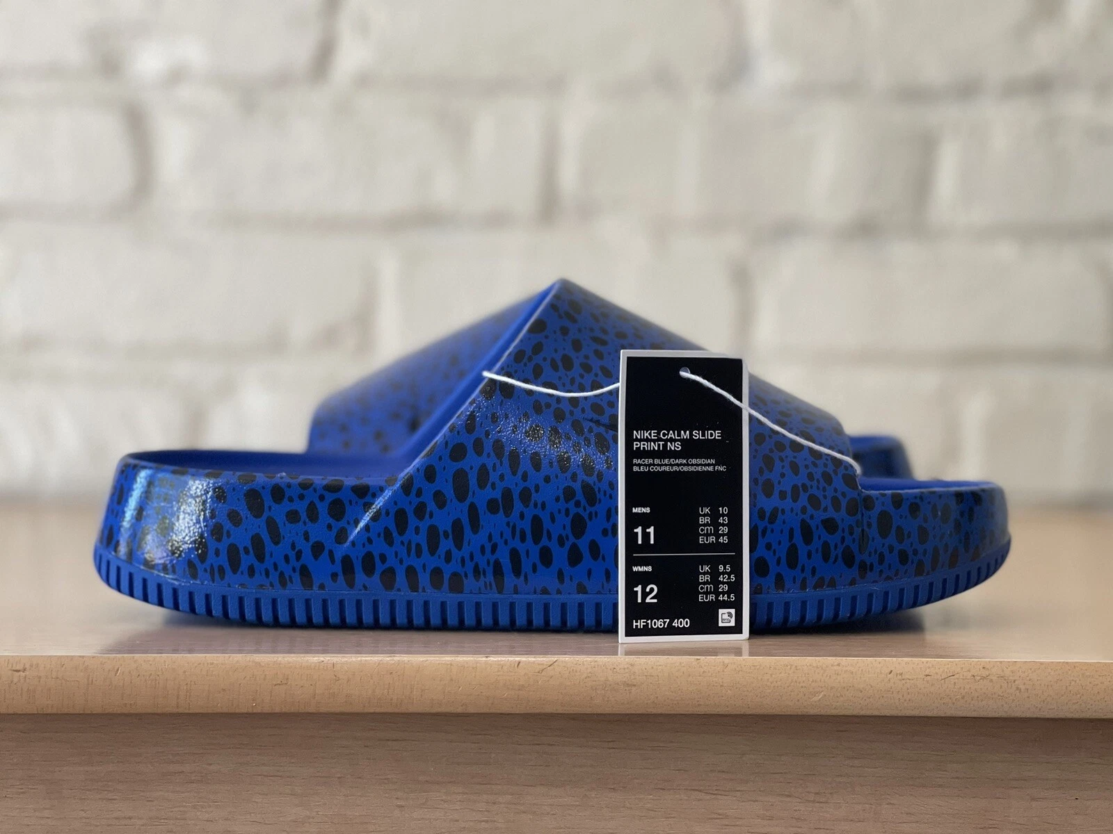 Sandali Nike Calm Slide Safari Print Uomo Taglia 11 Racer Blu Nero HF1067 400 NUOVI