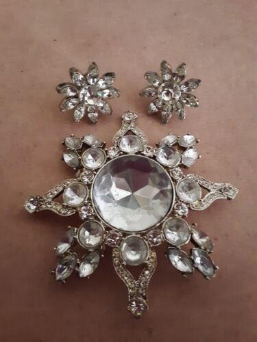 Vintage Unsigned Marquise/Round Clear Rhinestone B