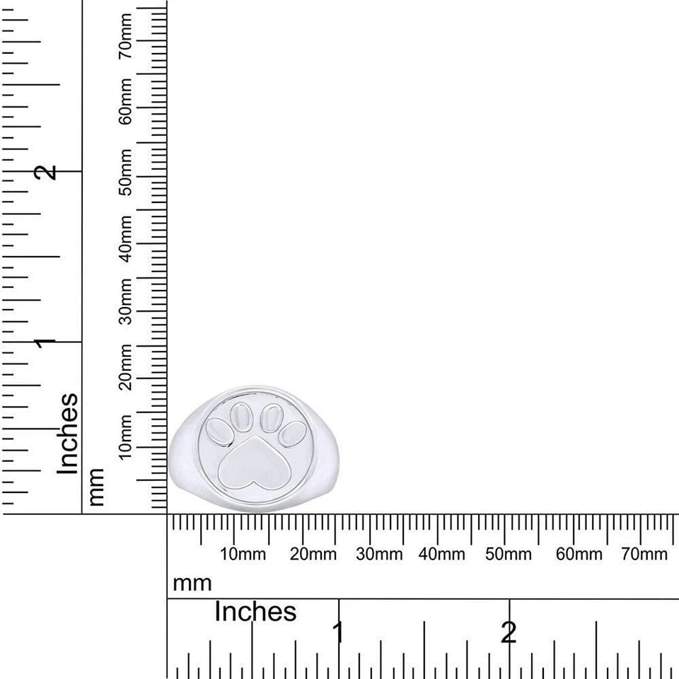 Personalized Engrave Paw Print Signet Promise Ring for Mens - Image 4 of 4