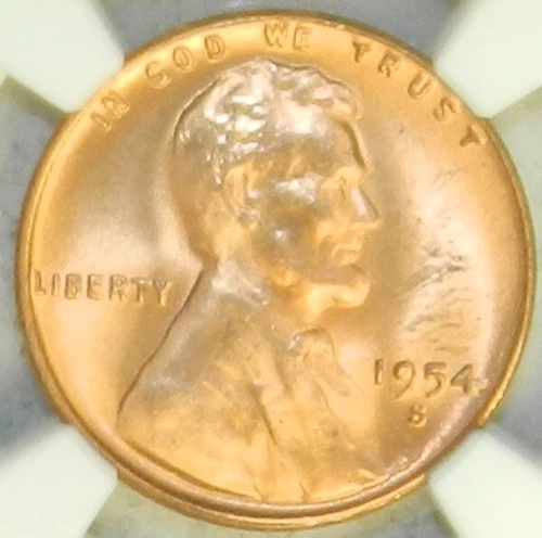 1954 S Lincoln Cent MS66 RD NGC BU Unc Red Wheat Penny [751] [752]