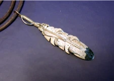 Black tip Sterling Feather Pendant