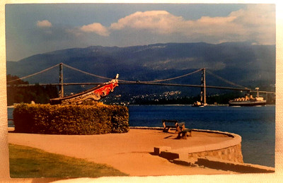 Postcard Figurehead of Empress of Japan Lions Gate Bridge Vancouver BC Canada