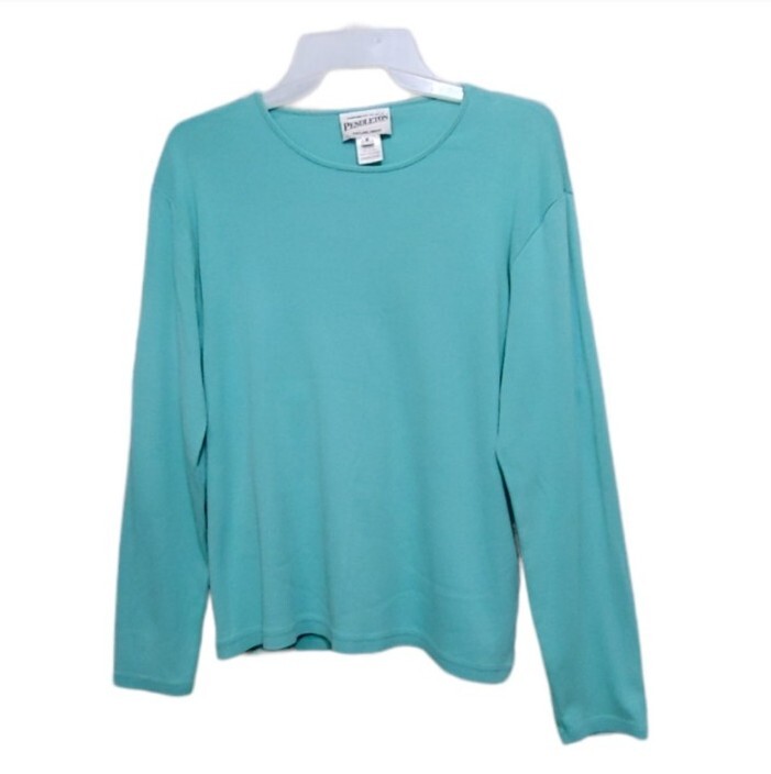 Pendleton Blue Crew Neck Long Sleeve Basic Shirt … - image 1